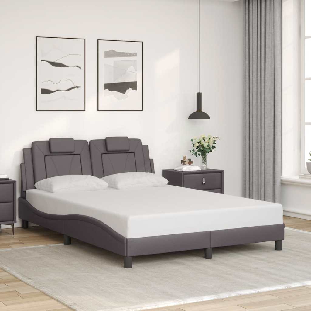 vidaXL Σκελετός Κρεβατιού Viana Χωρίς Στρώμα Γκρι 120x200 εκ. Συνθετικό Δέρμα