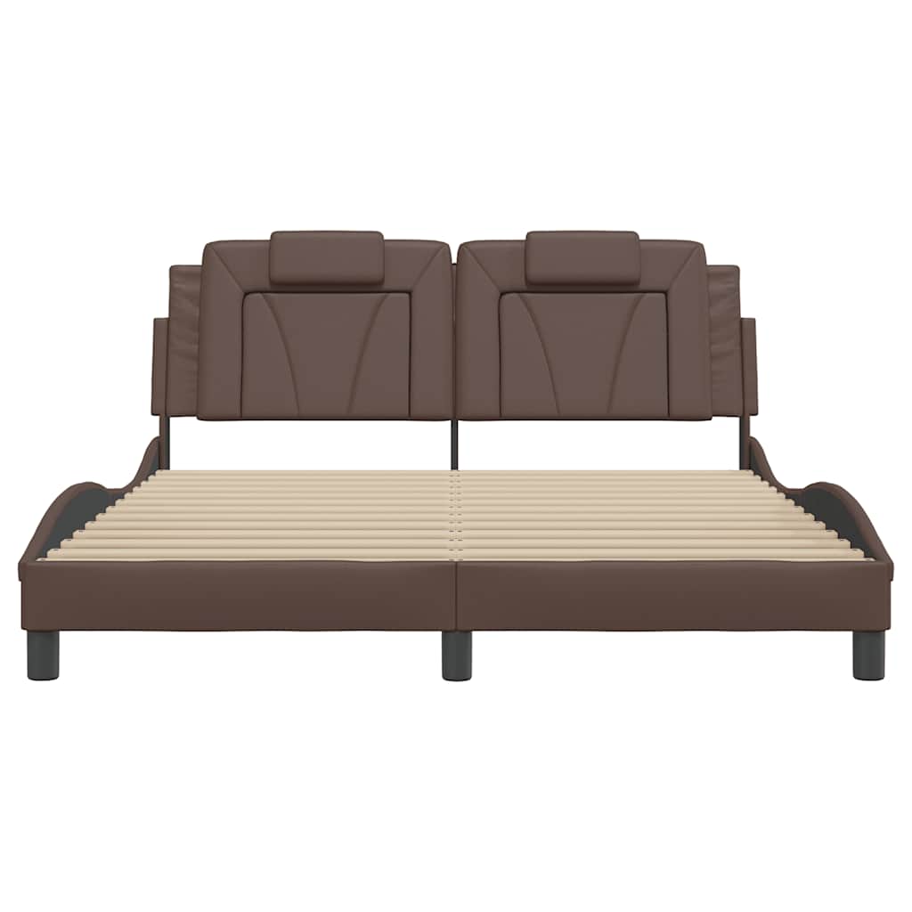 vidaXL Σκελετός Κρεβατιού Viana Χωρίς Στρώμα Καφέ 160x200 εκ. Συνθετικό Δέρμα