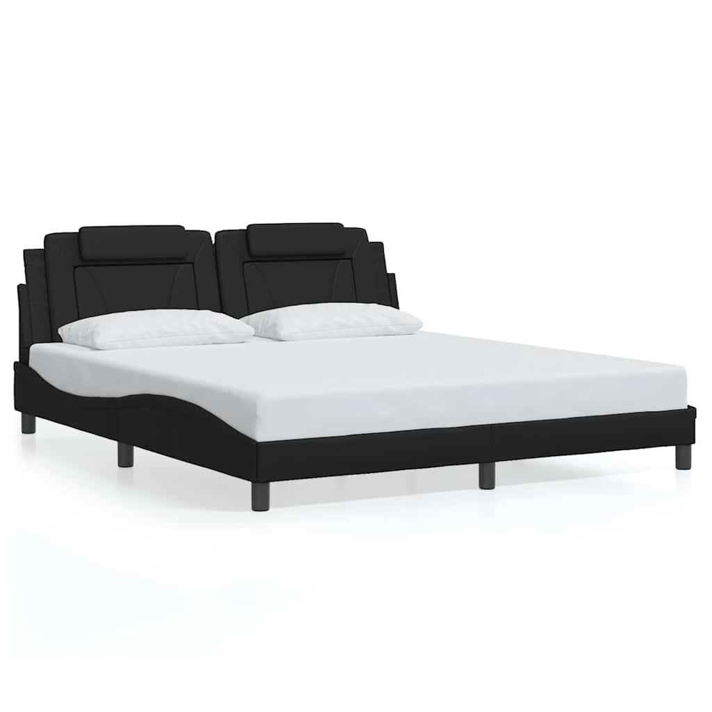 vidaXL Σκελετός Κρεβατιού Viana Χωρίς Στρώμα Μαύρο 180x200 εκ. Συνθετικό Δέρμα