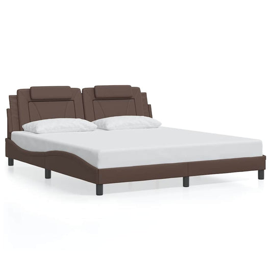 vidaXL Σκελετός Κρεβατιού Viana Χωρίς Στρώμα Καφέ 180x200 εκ. Συνθετικό Δέρμα