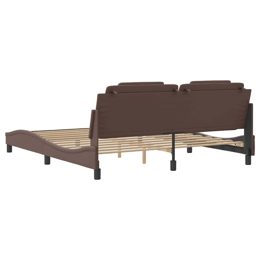 vidaXL Σκελετός Κρεβατιού Viana Χωρίς Στρώμα Καφέ 180x200 εκ. Συνθετικό Δέρμα