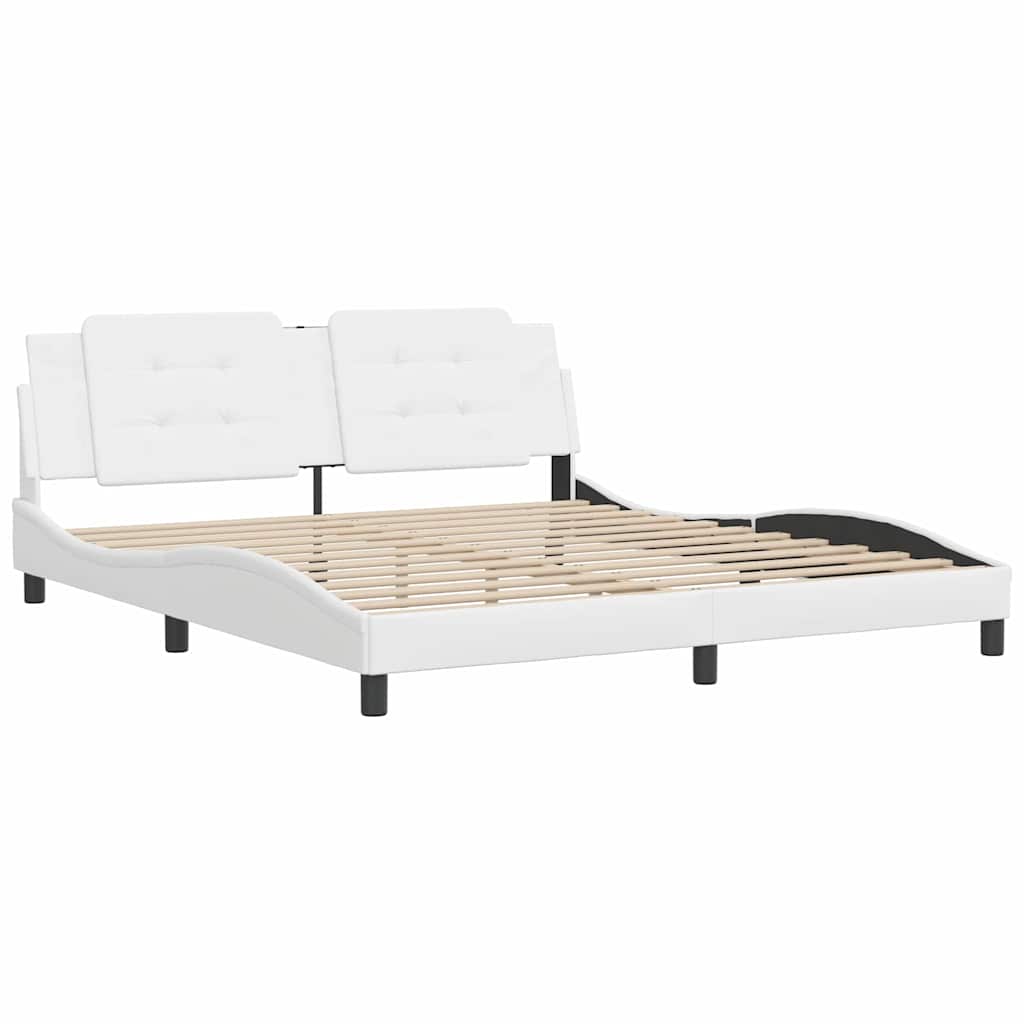 vidaXL Σκελετός Κρεβατιού Χωρίς Στρώμα Zadar Λευκό 180x200 εκ. Συνθετικό Δέρμα