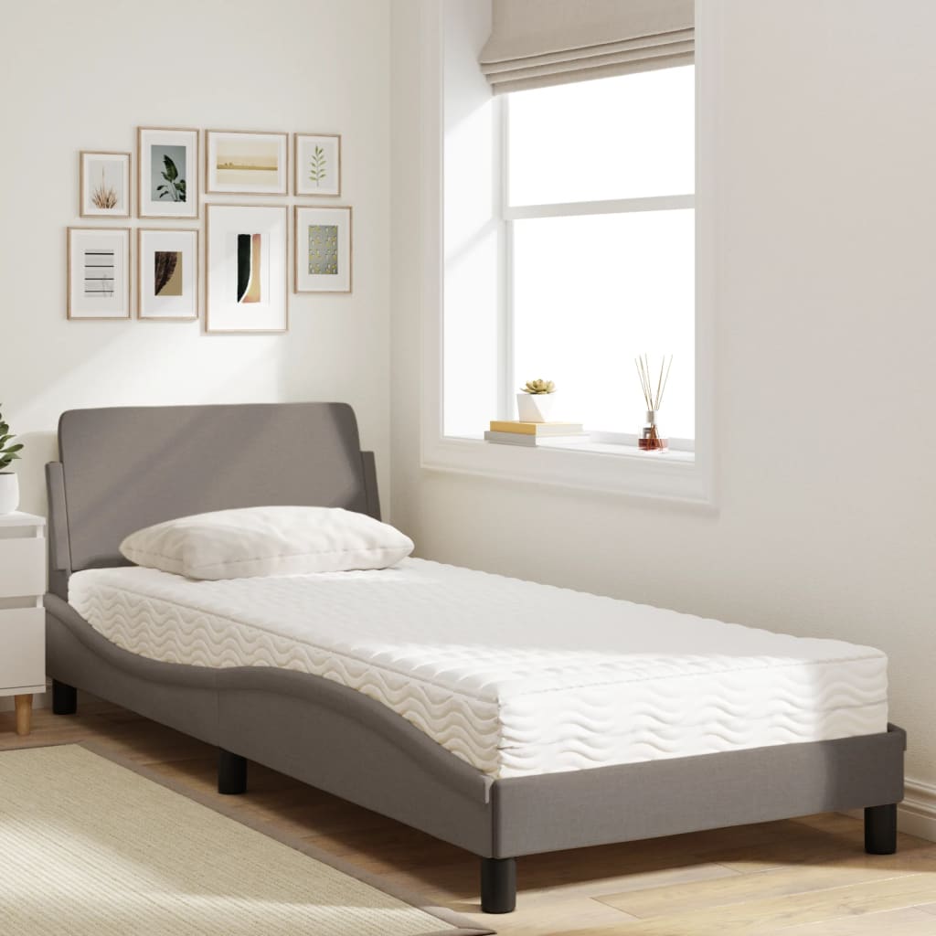 vidaXL Κρεβάτι με Στρώμα Dover Taupe 80x200 εκ. Υφασμάτινο