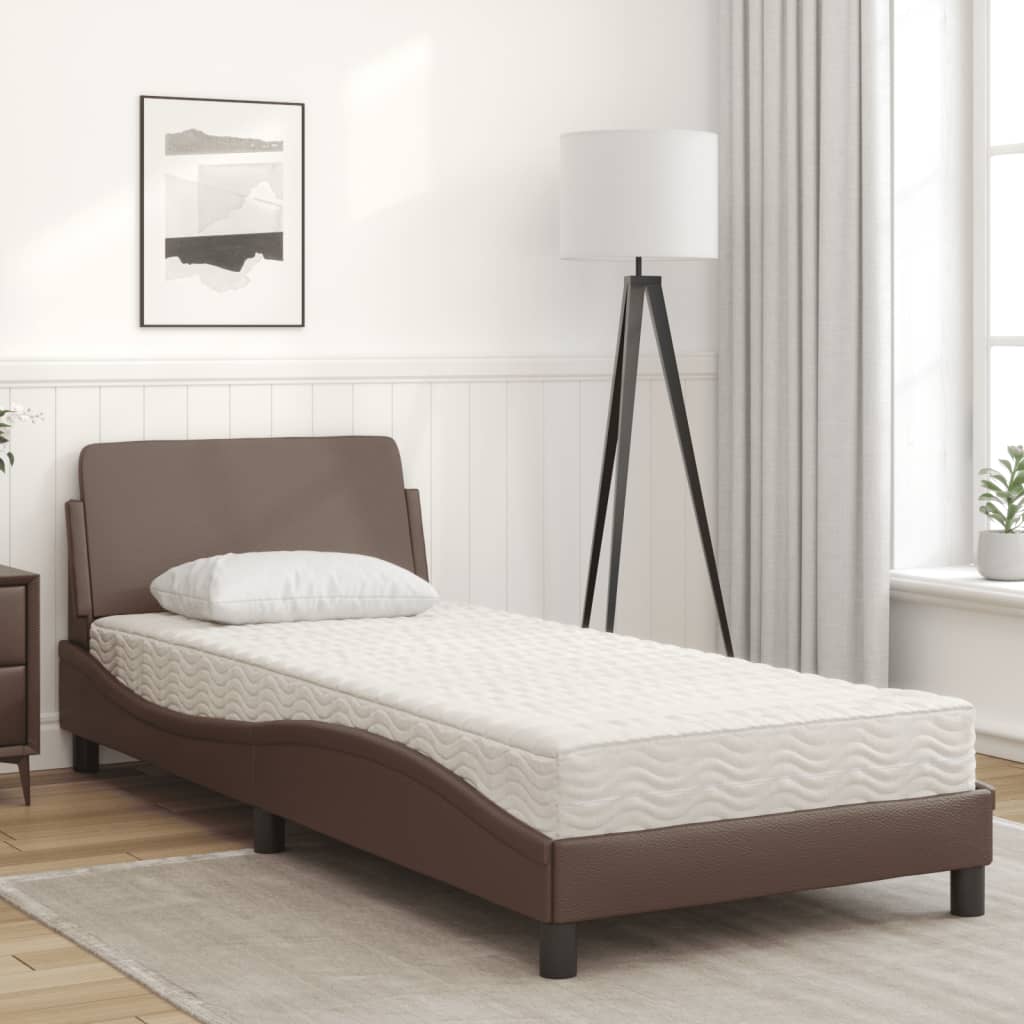 vidaXL Κρεβάτι με Στρώμα Dover Καφέ 80 x 200 εκ. Συνθετικό Δέρμα