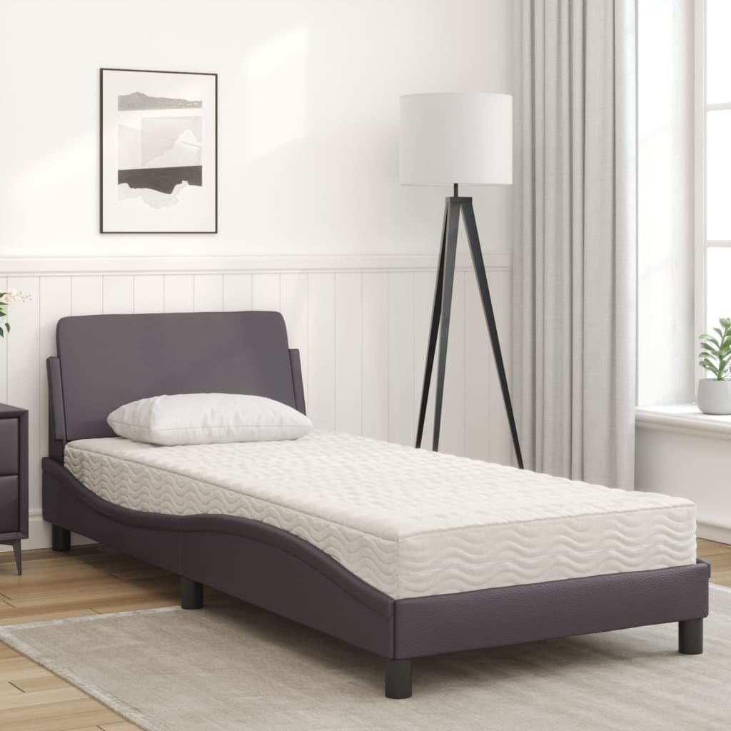 vidaXL Κρεβάτι με Στρώμα Dover Γκρι 80 x 200 εκ. Συνθετικό Δέρμα