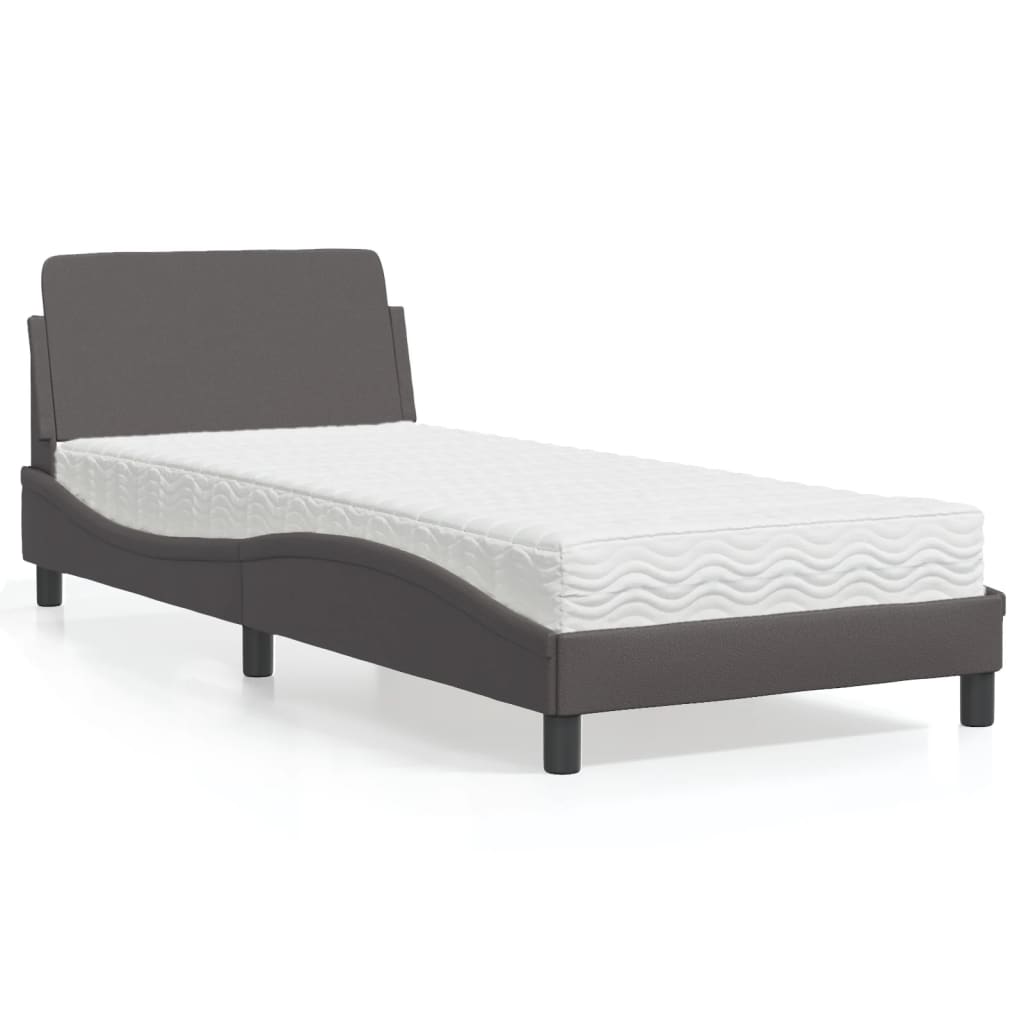 vidaXL Κρεβάτι με Στρώμα Dover Γκρι 80 x 200 εκ. Συνθετικό Δέρμα