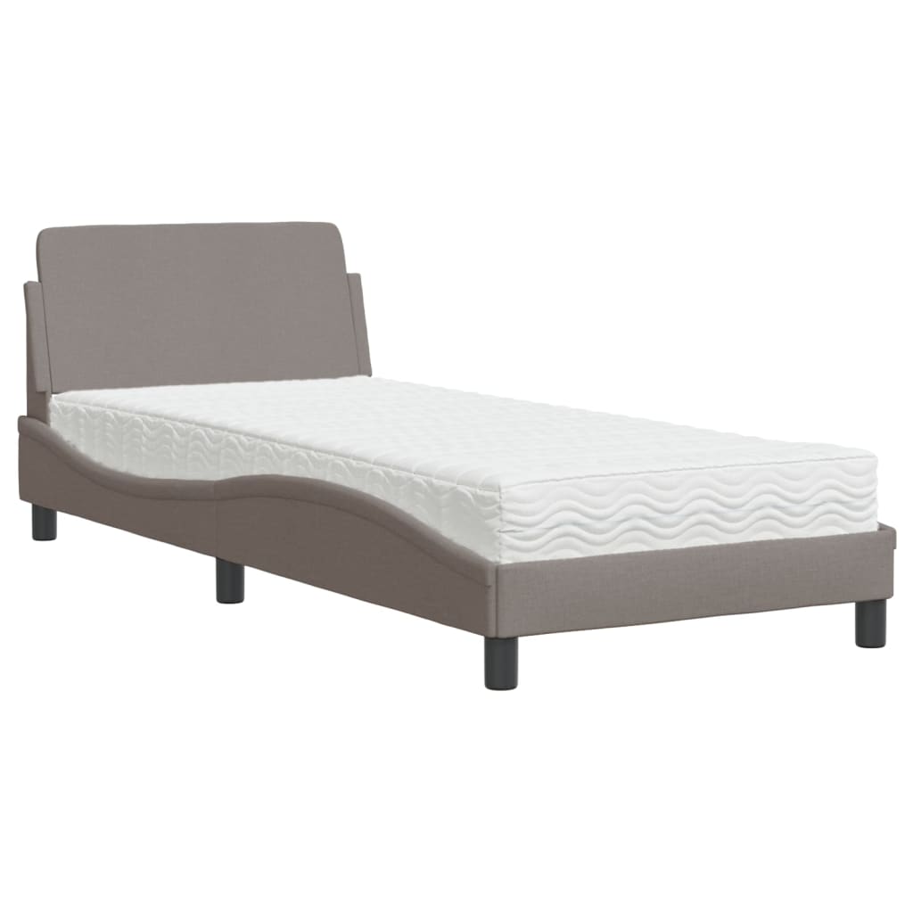 vidaXL Κρεβάτι με Στρώμα Dover Taupe 90x190 εκ.Υφασμάτινο