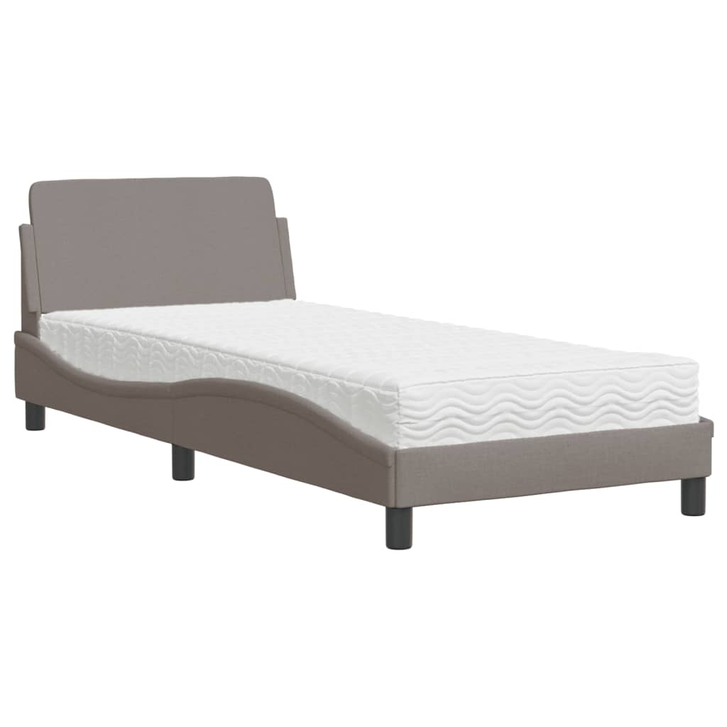 vidaXL Κρεβάτι με Στρώμα Dover Taupe 90x200 εκ. Υφασμάτινο