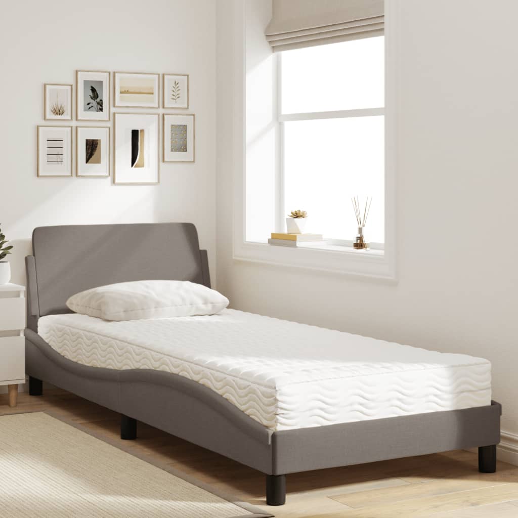 vidaXL Κρεβάτι με Στρώμα Dover Taupe 90x200 εκ. Υφασμάτινο