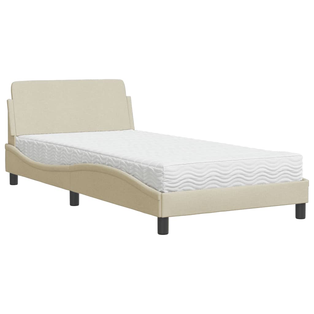 vidaXL Κρεβάτι με Στρώμα Dover Κρεμ 100 x 200 εκ. Υφασμάτινο
