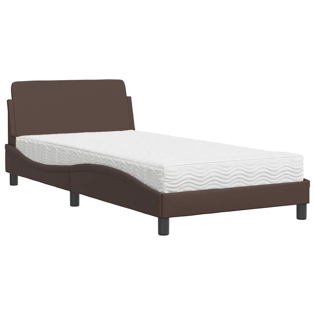 vidaXL Κρεβάτι με Στρώμα Dover Καφέ 100x200 εκ. από Συνθετικό Δέρμα