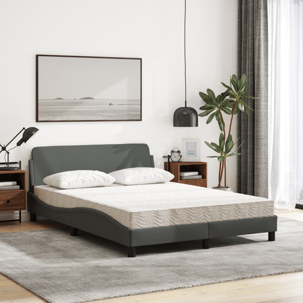 vidaXL Κρεβάτι με Στρώμα Dover Σκούρο Γκρι 120x200 εκ. Υφασμάτινο