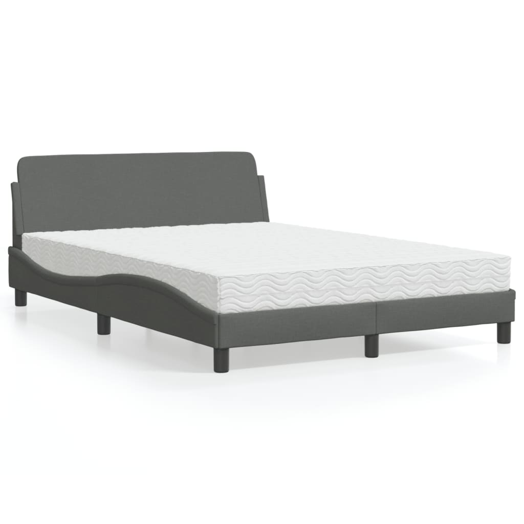 vidaXL Κρεβάτι με Στρώμα Dover Σκούρο Γκρι 120x200 εκ. Υφασμάτινο