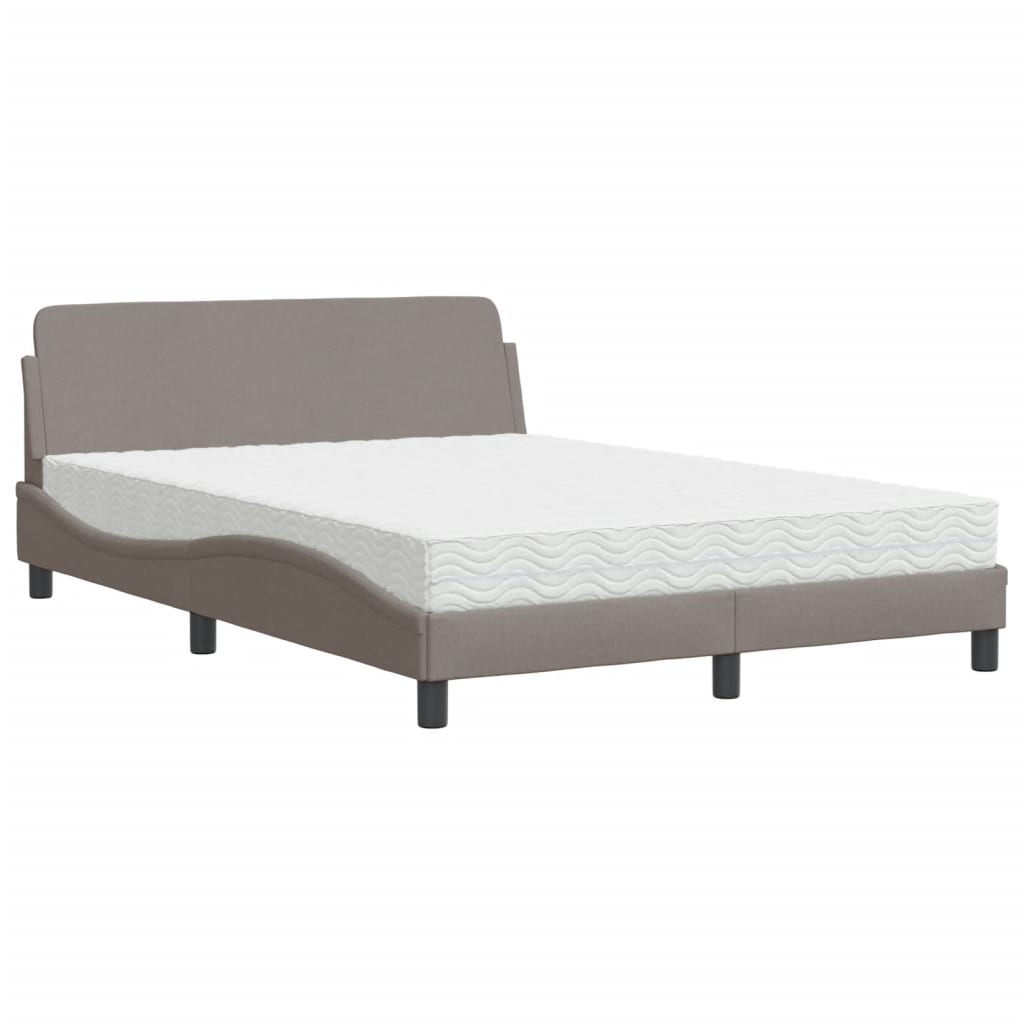 vidaXL Κρεβάτι με Στρώμα Dover Taupe 120x200 εκ. Υφασμάτινο