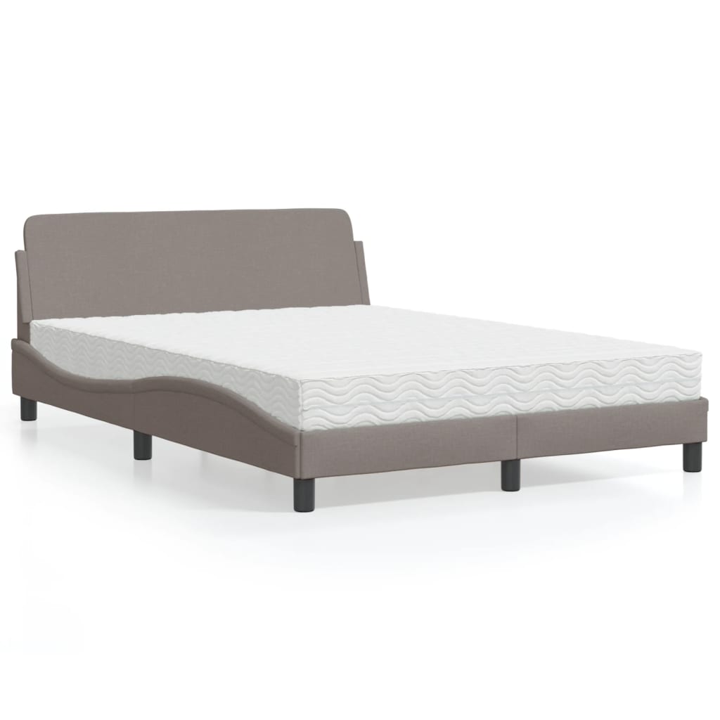vidaXL Κρεβάτι με Στρώμα Dover Taupe 120x200 εκ. Υφασμάτινο
