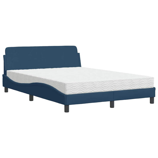 vidaXL Κρεβάτι με Στρώμα Dover Μπλε 120x200 εκ. Υφασμάτινο
