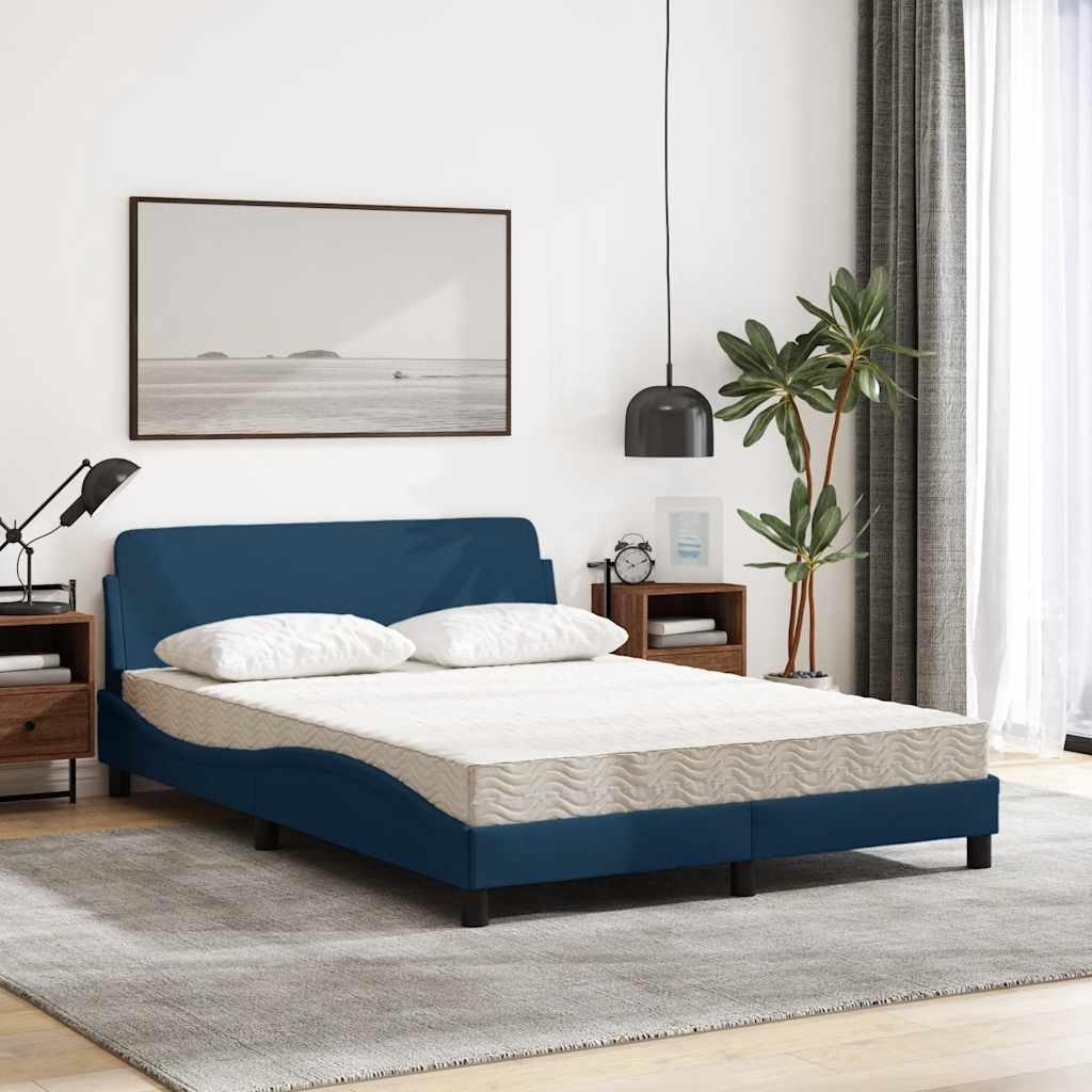 vidaXL Κρεβάτι με Στρώμα Dover Μπλε 120x200 εκ. Υφασμάτινο