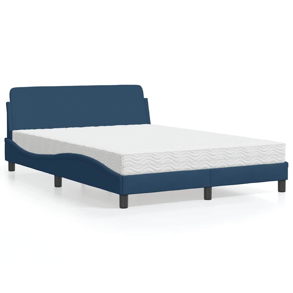 vidaXL Κρεβάτι με Στρώμα Dover Μπλε 120x200 εκ. Υφασμάτινο