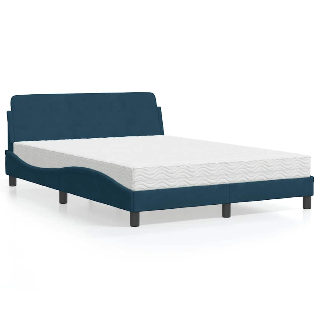 vidaXL Κρεβάτι με Στρώμα Dover Μπλε 120x200 εκ. Βελούδινο