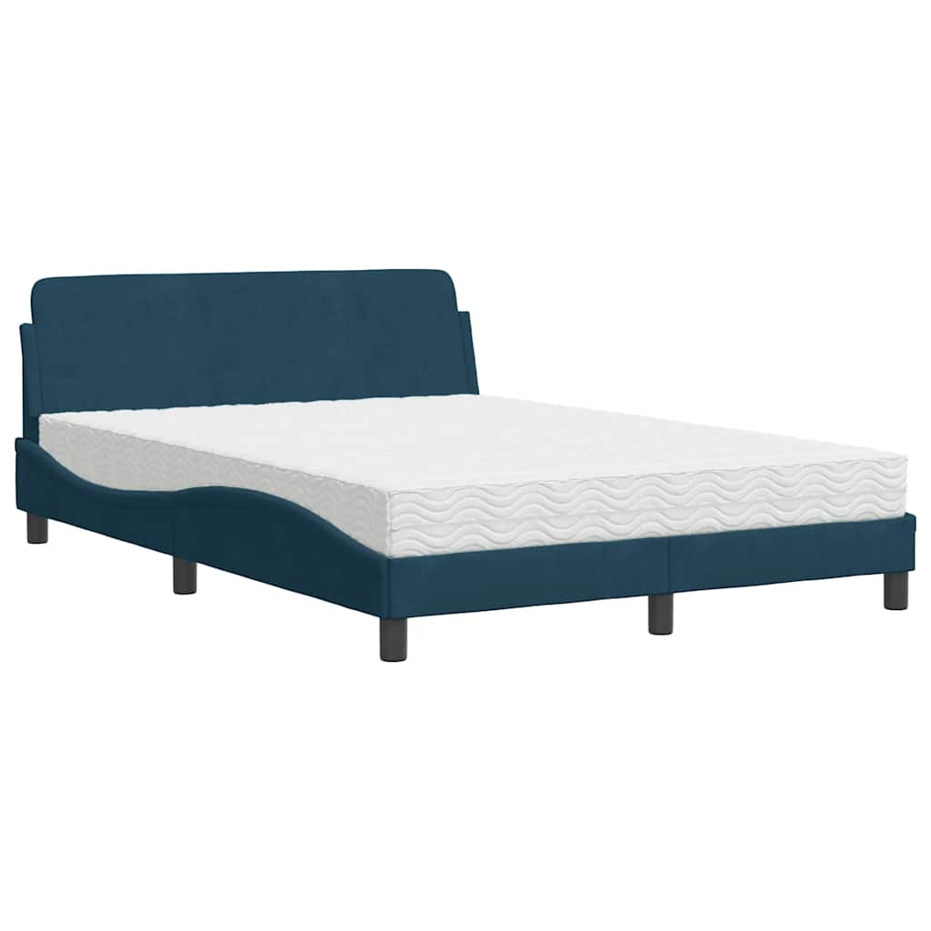 vidaXL Κρεβάτι με Στρώμα Dover Μπλε 120x200 εκ. Βελούδινο