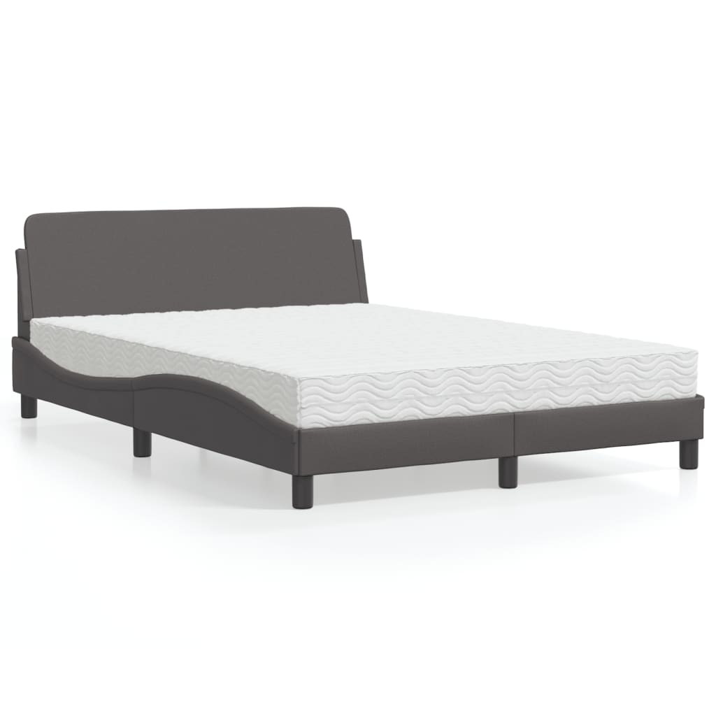 vidaXL Κρεβάτι με Στρώμα Dover Γκρι 120x200 εκ. από Συνθετικό Δέρμα