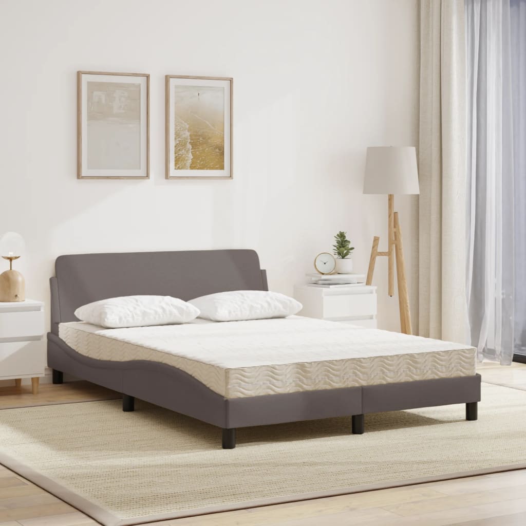 vidaXL Κρεβάτι με Στρώμα Dover Taupe 140x190 εκ. Υφασμάτινο