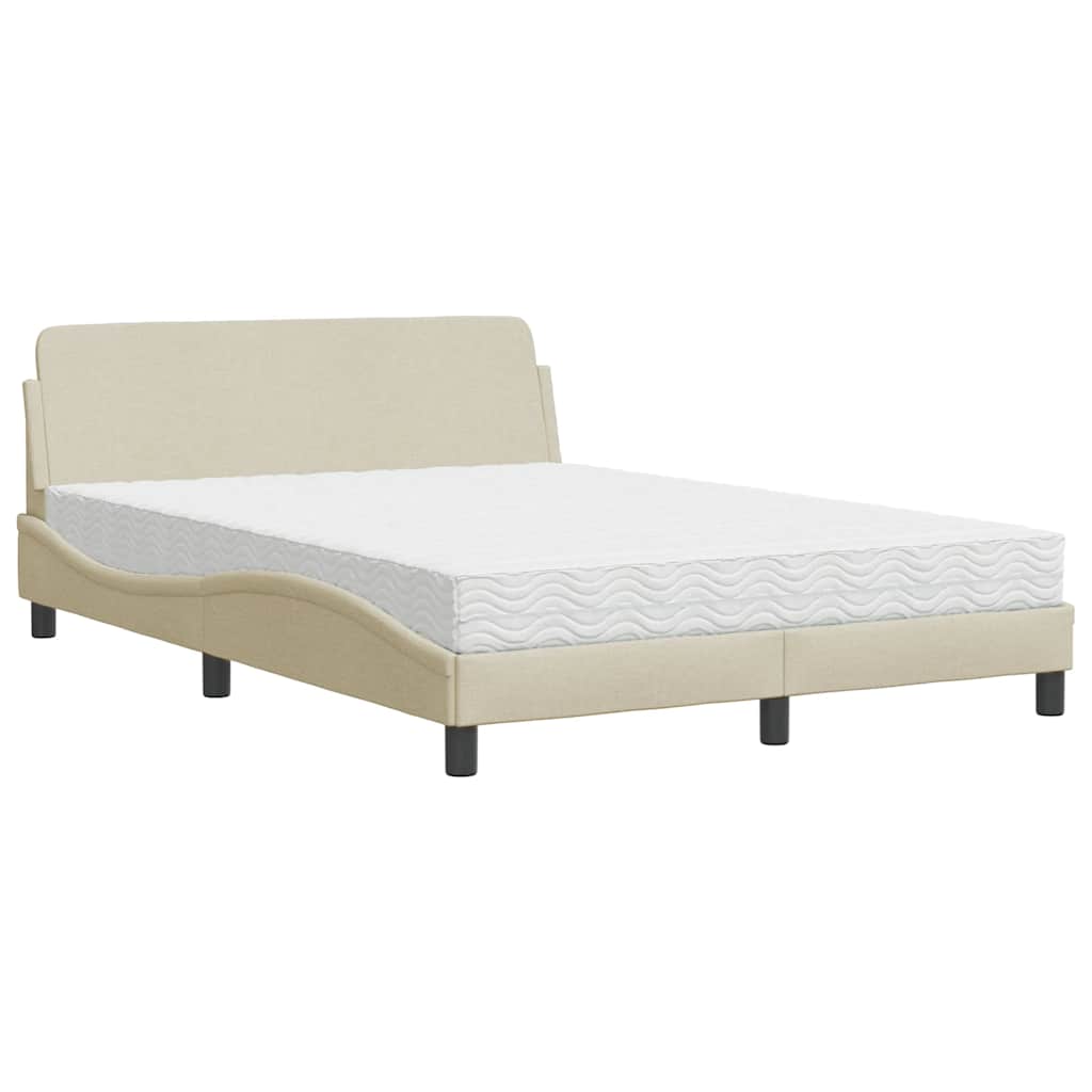 vidaXL Κρεβάτι με Στρώμα Dover Κρεμ 140x200 εκ. Υφασμάτινο