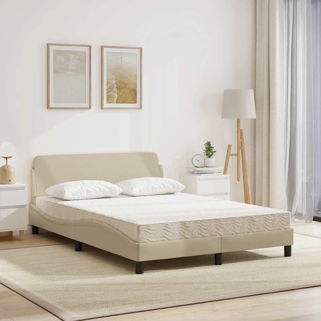 vidaXL Κρεβάτι με Στρώμα Dover Κρεμ 140x200 εκ. Υφασμάτινο
