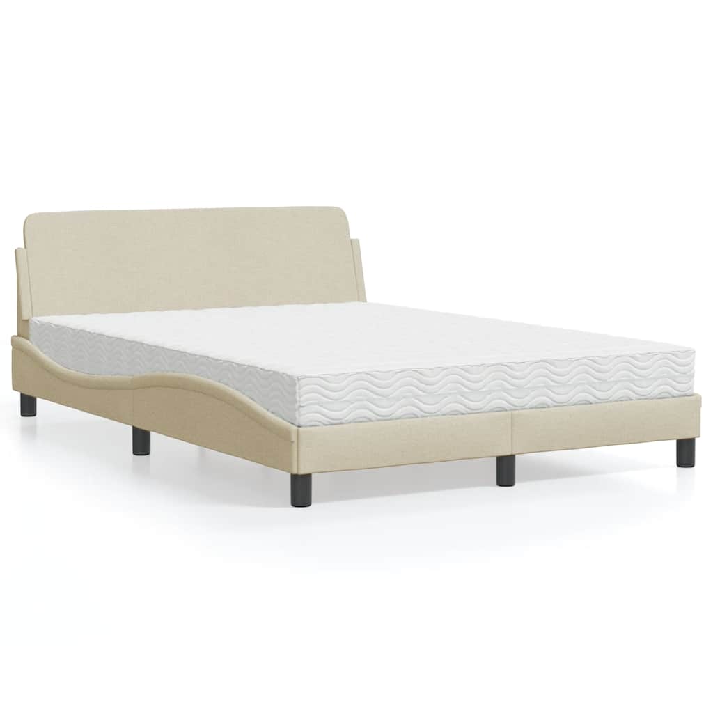 vidaXL Κρεβάτι με Στρώμα Dover Κρεμ 140x200 εκ. Υφασμάτινο