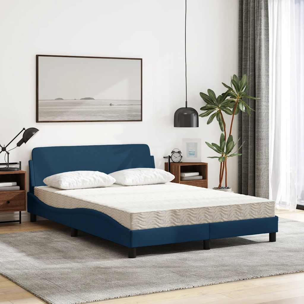 vidaXL Κρεβάτι με Στρώμα Dover Μπλε 140x200 εκ. Υφασμάτινο