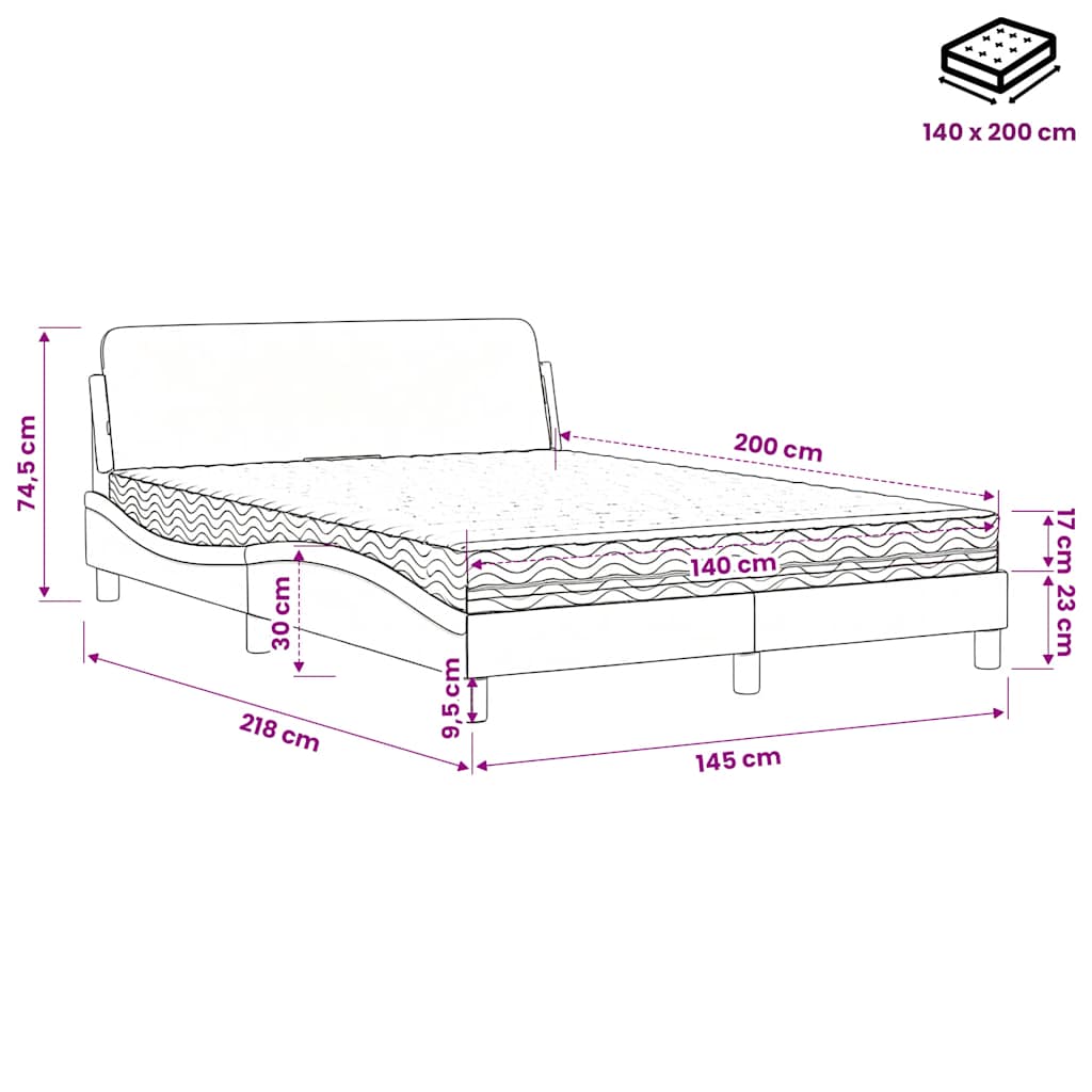 vidaXL Κρεβάτι με Στρώμα Dover Σκούρο Πράσινο 140x200εκ. Βελούδινο