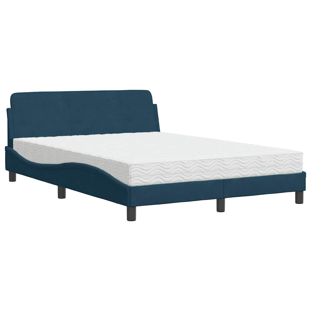vidaXL Κρεβάτι με Στρώμα Dover Μπλε 140x200 εκ. Βελούδινο