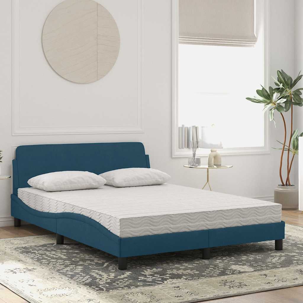vidaXL Κρεβάτι με Στρώμα Dover Μπλε 140x200 εκ. Βελούδινο