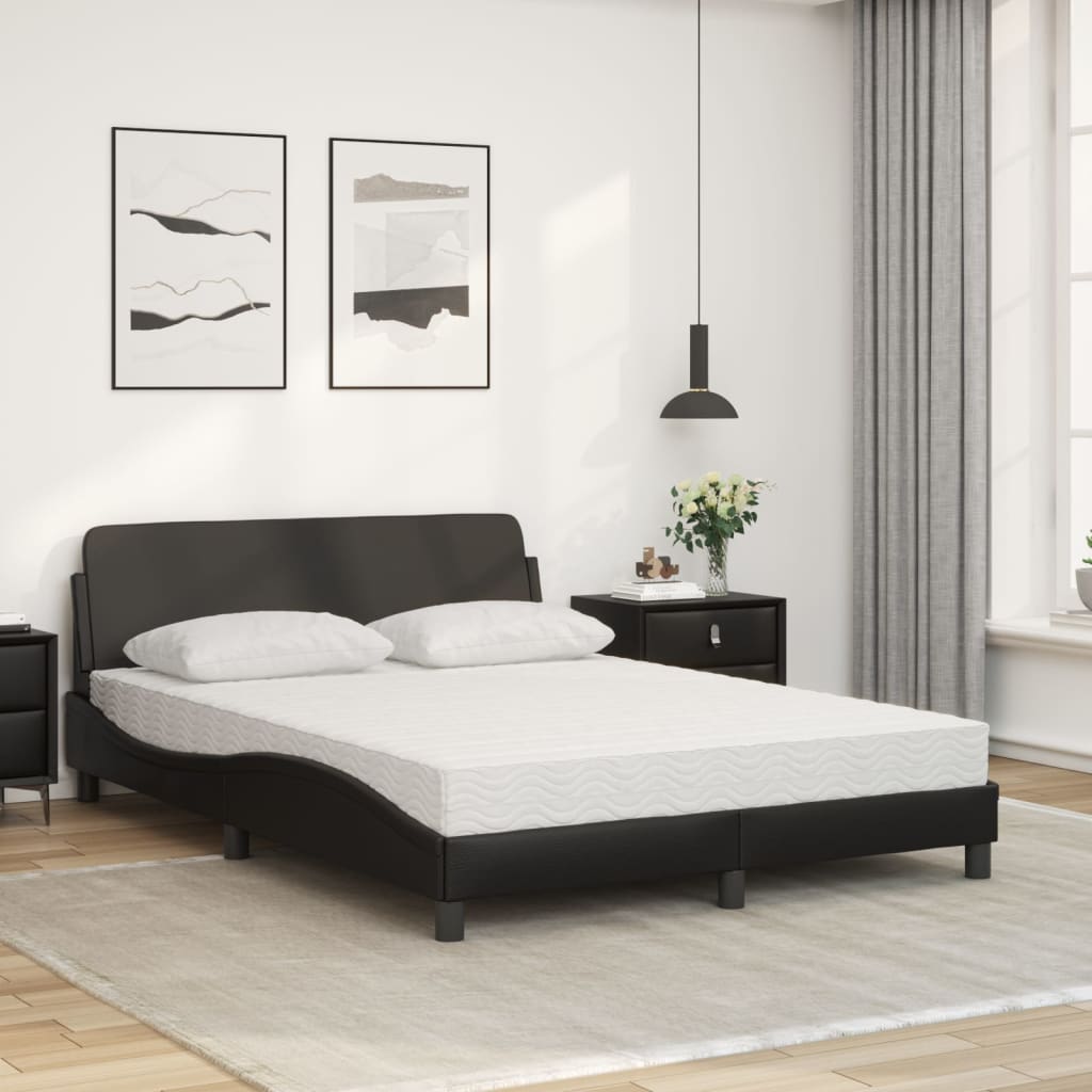 vidaXL Κρεβάτι με Στρώμα Dover Μαύρο 140x200 εκ. από Συνθετικό Δέρμα