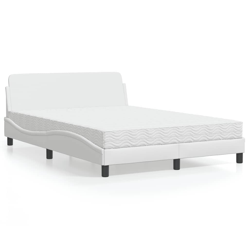 vidaXL Κρεβάτι με Στρώμα Dover Λευκό 140x200εκ.από Συνθετικό Δέρμα