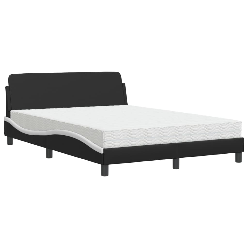 vidaXL Κρεβάτι με Στρώμα Dover Μαύρο/Λευκό 140x200 εκ. από Συνθετικό Δέρμα