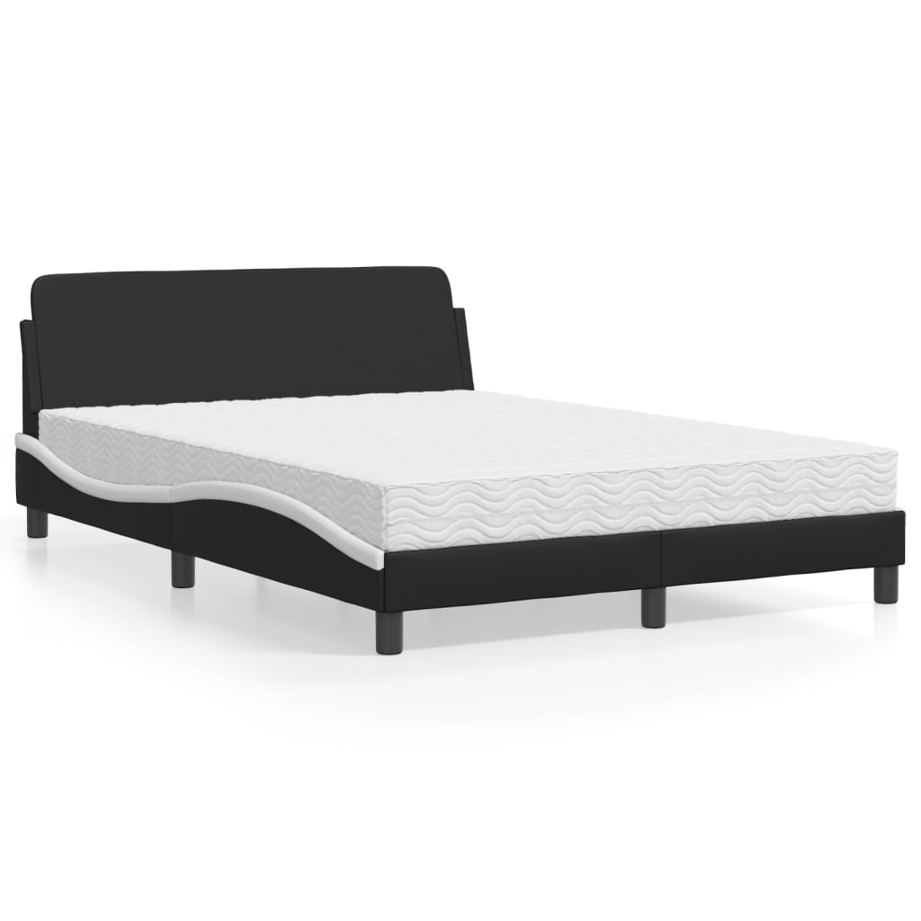 vidaXL Κρεβάτι με Στρώμα Dover Μαύρο/Λευκό 140x200 εκ. από Συνθετικό Δέρμα