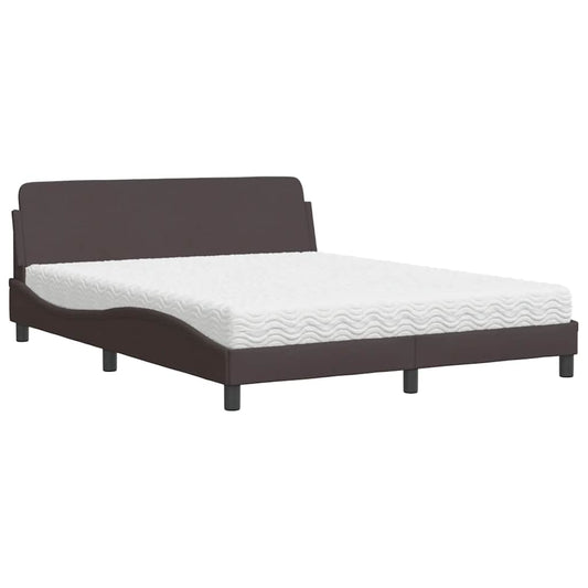 vidaXL Κρεβάτι με Στρώμα Dover Σκούρο Καφέ 160x200 εκ Υφασμάτινο