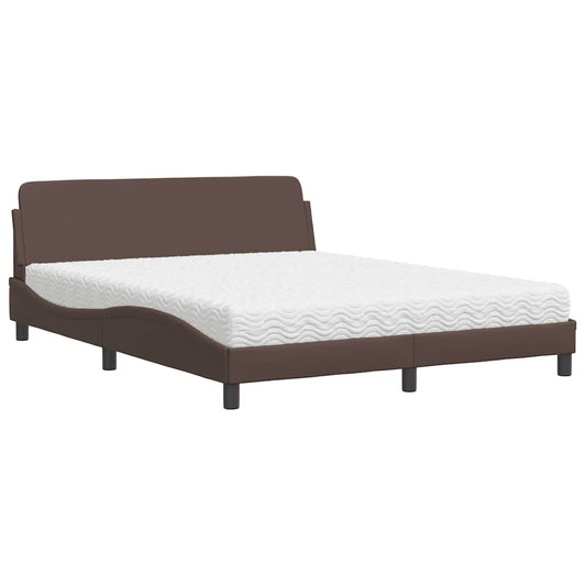 vidaXL Κρεβάτι με Στρώμα Dover Καφέ 160x200εκ. από Συνθετικό Δέρμα