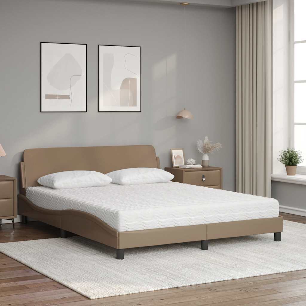 vidaXL Κρεβάτι με Στρώμα Dover Καπουτσίνο 160x200εκ.από Συνθ.Δέρμα