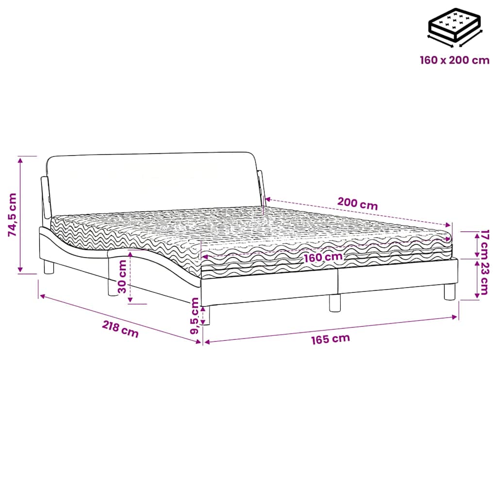 vidaXL Κρεβάτι με Στρώμα Dover Καπουτσίνο 160x200εκ.από Συνθ.Δέρμα