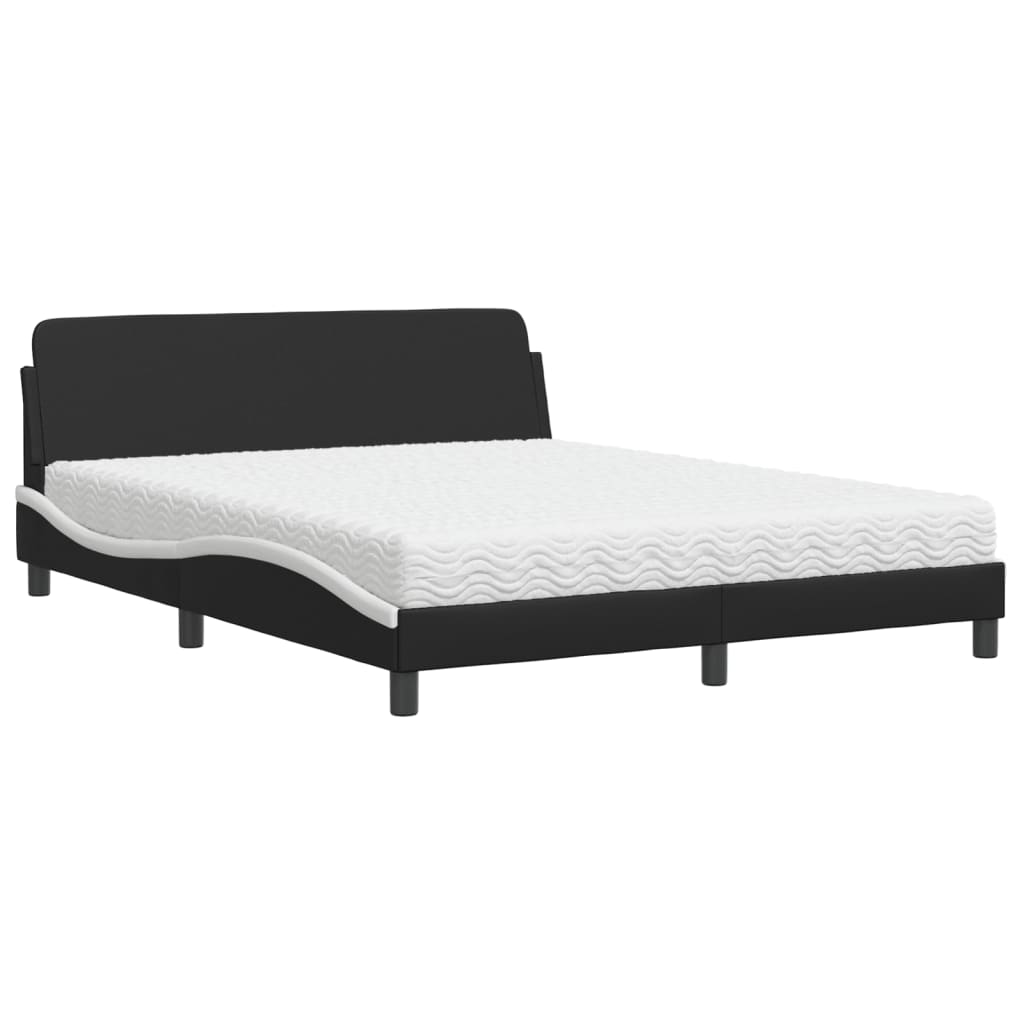 vidaXL Κρεβάτι με Στρώμα Dover Μαύρο/Λευκό 160x200 εκ. από Συνθετικό Δέρμα