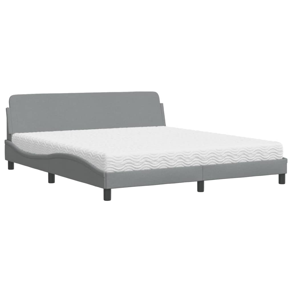 vidaXL Κρεβάτι με Στρώμα Dover Ανοιχτό Γκρι 180x200 εκ. Υφασμάτινο