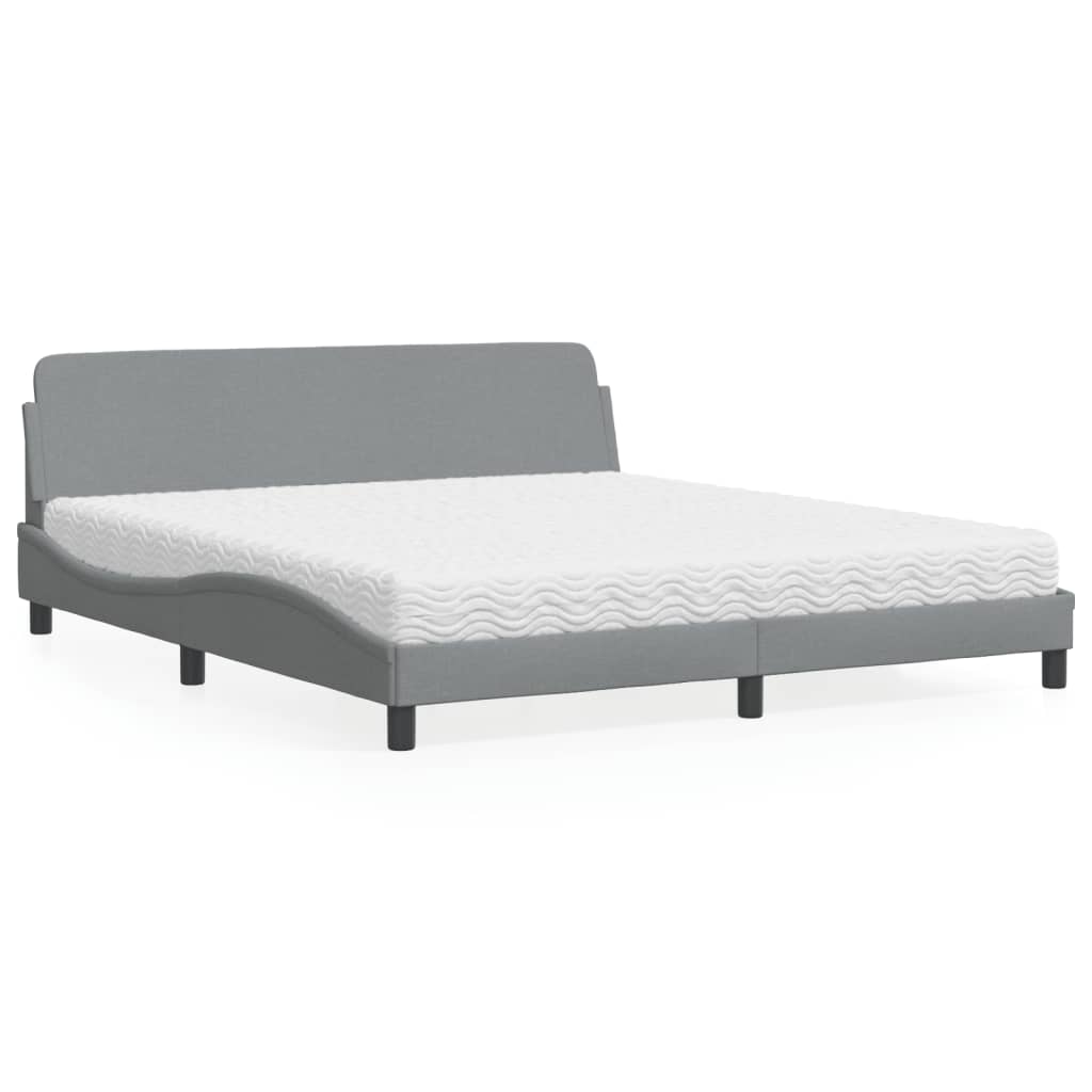 vidaXL Κρεβάτι με Στρώμα Dover Ανοιχτό Γκρι 180x200 εκ. Υφασμάτινο