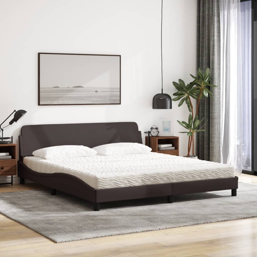 vidaXL Κρεβάτι με Στρώμα Dover Σκούρο Καφέ 180x200 εκ Υφασμάτινο