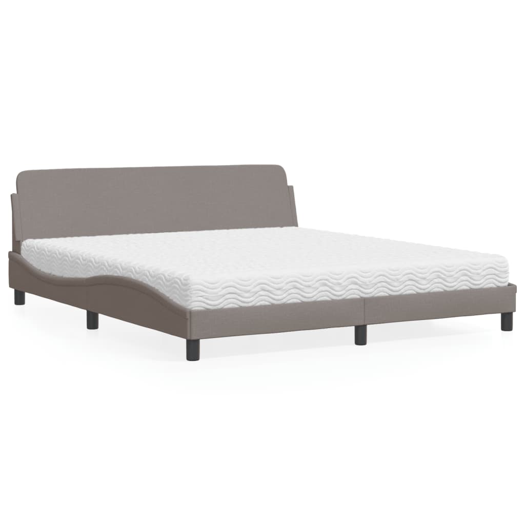 vidaXL Κρεβάτι με Στρώμα Dover Taupe 180x200 εκ. Υφασμάτινο