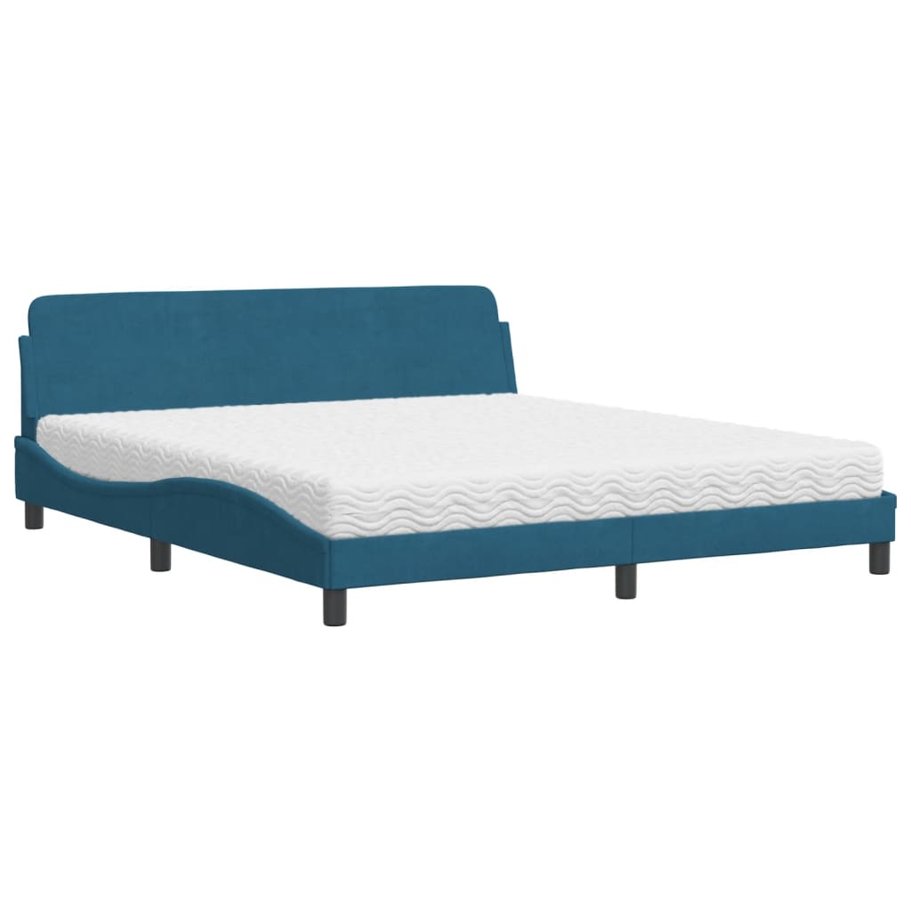 vidaXL Κρεβάτι με Στρώμα Dover Μπλε 180 x 200 εκ. Βελούδινος