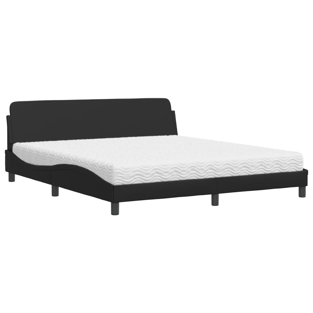 vidaXL Κρεβάτι με Στρώμα Dover Μαύρο 180x200 εκ. από Συνθετικό δέρμα