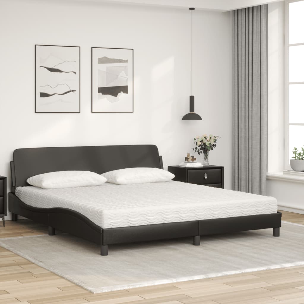 vidaXL Κρεβάτι με Στρώμα Dover Μαύρο 180x200 εκ. από Συνθετικό δέρμα