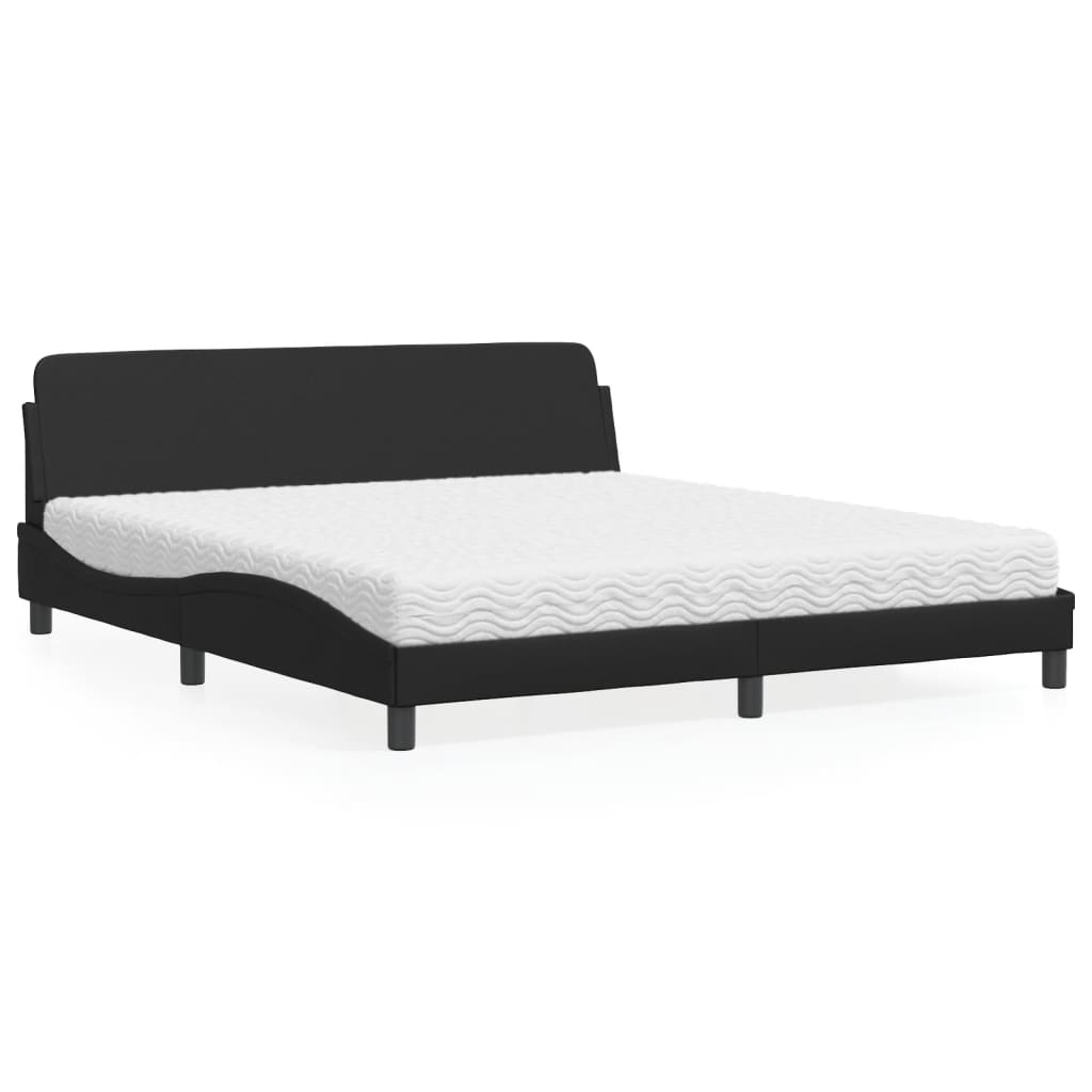 vidaXL Κρεβάτι με Στρώμα Dover Μαύρο 180x200 εκ. από Συνθετικό δέρμα